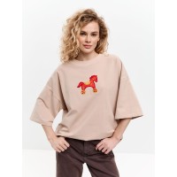 СВИТШОТ БЕЖЕВЫЙ ЛОШАДКА 